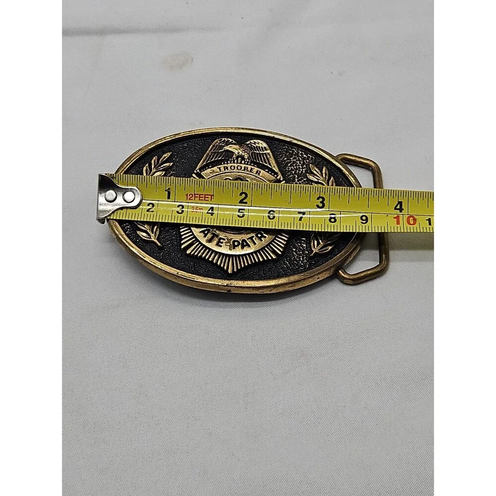 Brass Wisconsin State Patrol Wsp Highway Trooper Police Vintage Belt Buckle